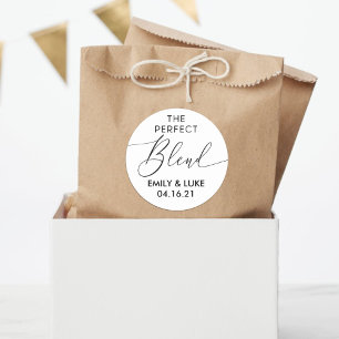The Perfect Blend Black & White Wedding Favour Classic Round Sticker