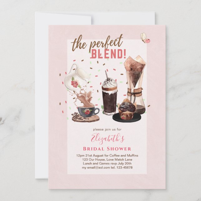 The Perfect Blend BRIDAL SHOWER Invitations COFFEE (Front)