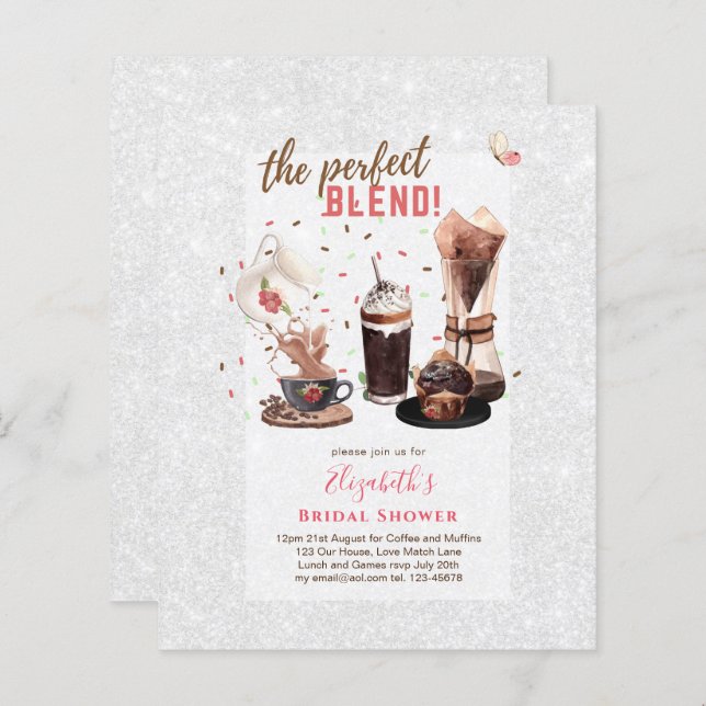 The Perfect Blend BRIDAL SHOWER Invitations COFFEE (Front/Back)