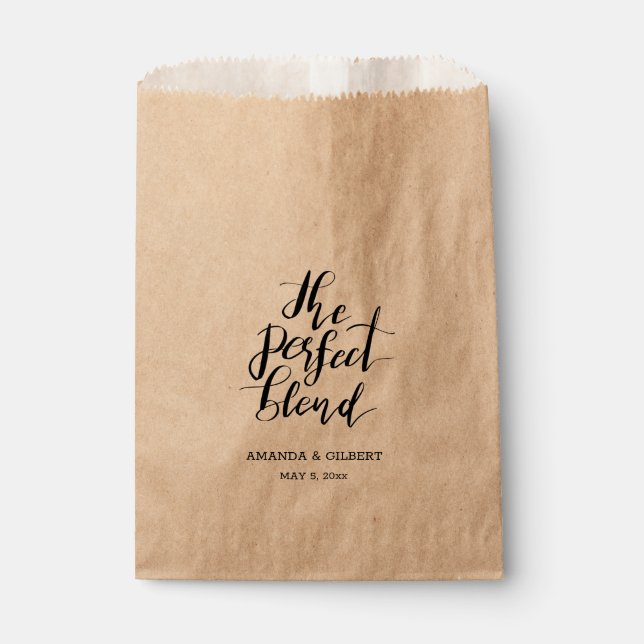 The Perfect Blend Calligraphy Script Wedding Favour Bags (Front)