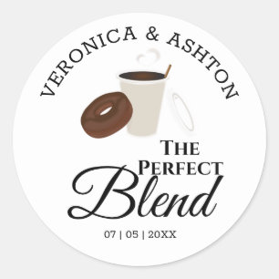 The Perfect Blend Coffee and Doughnut   Wedding Classic Round Sticker
