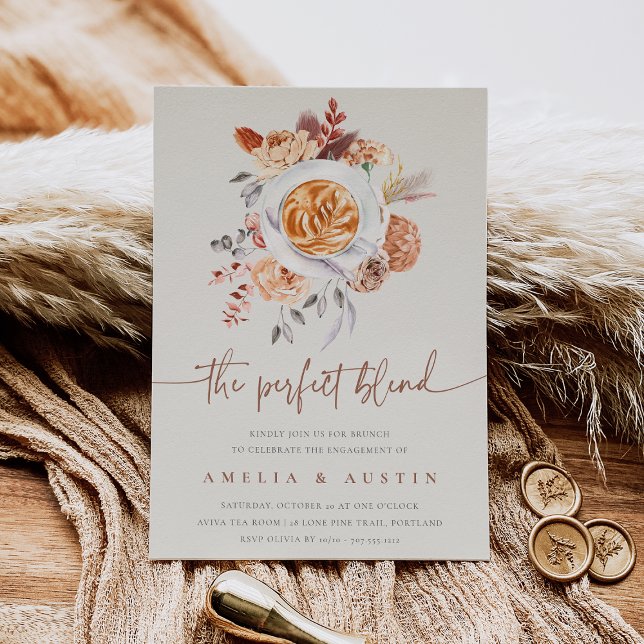 The Perfect Blend Coffee Brunch Engagement Party Invitation (Creator Uploaded)