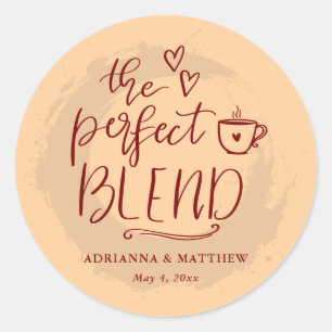 The Perfect Blend Coffee Lover Wedding Beige Classic Round Sticker