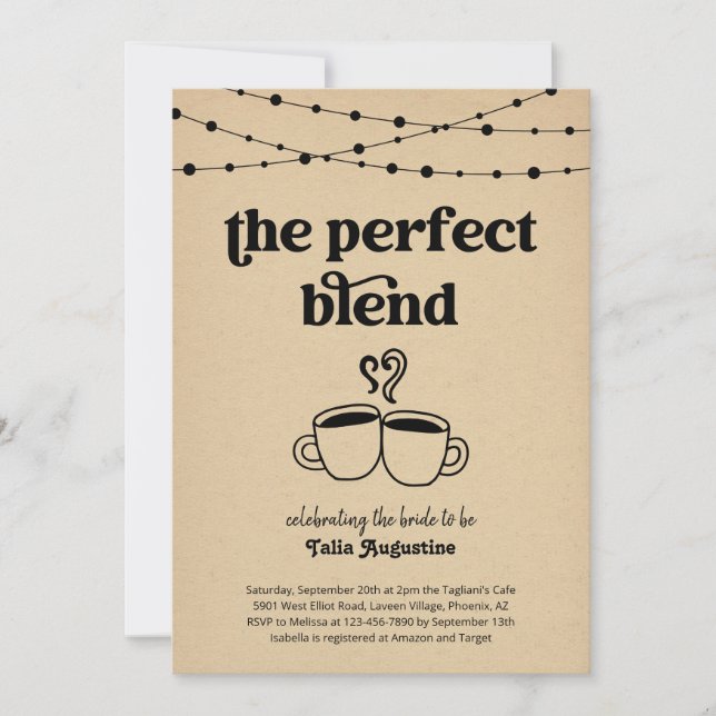 The Perfect Blend Coffee Tea Couples Bridal Shower Invitation (Front)