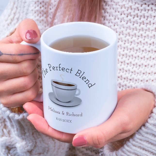 The Perfect Blend Coffee Wedding Favour Mug (The Perfect Blend Coffee Wedding Favor Coffee Mug-coffee theme party gift idea)