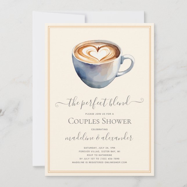 The Perfect Blend Couples Coffee Wedding Shower Invitation (Front)