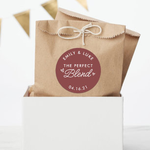 The Perfect Blend Minimalist Coffee Wedding Favour Classic Round Sticker