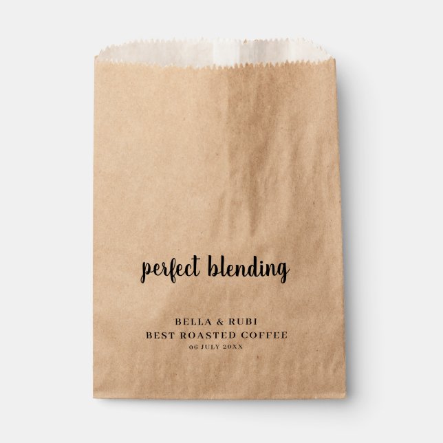 The Perfect Blend Rustic Wedding Coffee Favour Bag (Front)