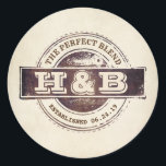 The Perfect Blend Wedding Coffee Favours Classic Round Sticker<br><div class="desc">The Perfect Blend - Old Ink Stamp Style Wedding Favour Stickers</div>