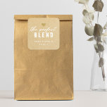 The Perfect Blend Wedding Favour Kraft Square Sticker<br><div class="desc">Custom-designed wedding coffee favour square stickers featuring "The Perfect Blend" modern hand script design. Personalise with bride and groom/couple's names and wedding date for a touch of style on wedding coffee grounds/beans favours and gifts.</div>