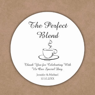 the perfect blend ,wedding thank you coffee classic round sticker