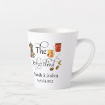 The Perfect Blend Whimsical Wedding Coffee   Latte Mug<br><div class="desc">The Perfect Blend Whimsical Wedding Favour design featuring a coffee beans ,  cups and  Espresso maker. the templates are set up ready for you to customise and personalised with the bride and grooms name and the date of the wedding . Matching stationery and gifts available .</div>