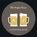 The Perfect Brew Wedding Favour Sticker/ Envelope Classic Round Sticker<br><div class="desc">Perfect for couples who share a love of beer,  this Perfect Brew sticker is perfect as favour stickers or envelope seals. Matching invitations available at berryberrysweet.com</div>