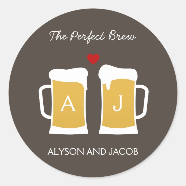 The Perfect Brew Wedding Favour Sticker/ Envelope Classic Round Sticker (Front)