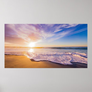 The Perfect Golden Sunset over a Sandy Beach Canva Poster