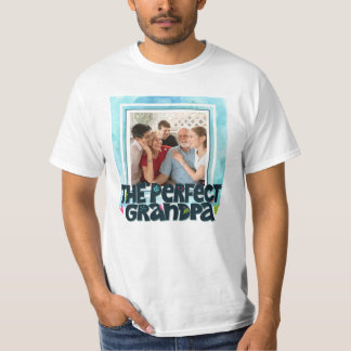 The Perfect Grandpa Custom Photo Blue Frame T-Shirt