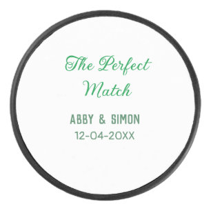 The perfect match add couple name date texture yea hockey puck