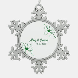 The perfect match add couple name date texture yea snowflake pewter christmas ornament