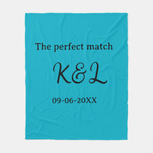 The perfect match couple name letter date blue sim fleece blanket