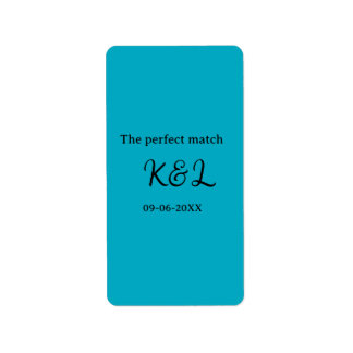 The perfect match couple name letter date blue sim label