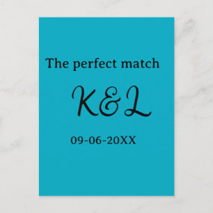 The perfect match couple name letter date blue sim postcard