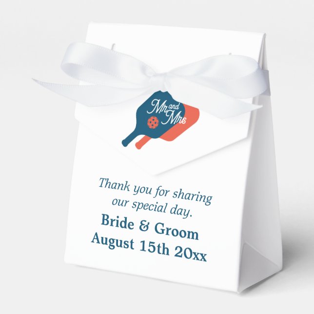 The perfect match cute pickleball theme wedding  favour box (Front Side)