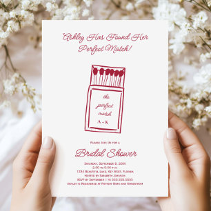 The Perfect Match, Doodle Matchbook Bridal Shower Invitation