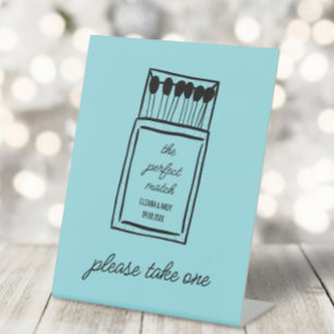 The Perfect Match Doodle Matchbook Wedding Favour Pedestal Sign