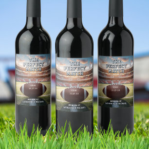 The Perfect Match Football Wedding Game Day Wine Label