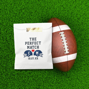 The Perfect Match Football Wedding Monogram Favour Bags