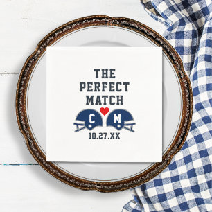 The Perfect Match Football Wedding Monogram Napkin