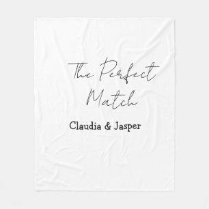The perfect match name simple couple wedding fleece blanket