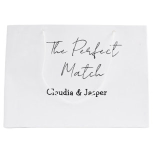 The perfect match name simple couple wedding large gift bag