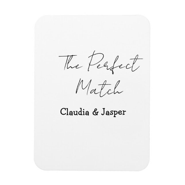 The perfect match name simple couple wedding magnet (Vertical)