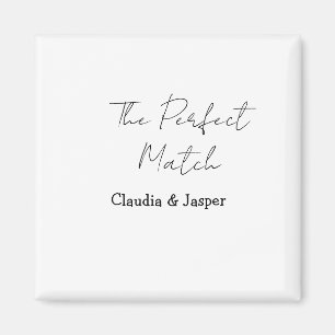The perfect match name simple couple wedding magnet