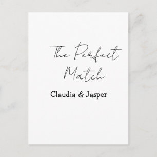 The perfect match name simple couple wedding postcard