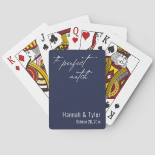 The Perfect Match Navy Blue Wedding Favours Playing Cards