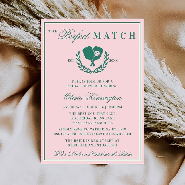 The Perfect Match Pickleball Club Bridal Shower Invitation (Creator Uploaded)