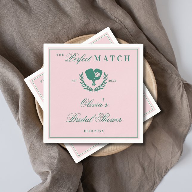 The Perfect Match Pickleball Club Bridal Shower Napkin (Creator Uploaded)