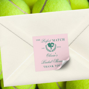 The Perfect Match Pickleball Club Bridal Shower Square Sticker