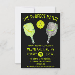 The Perfect Match! Pickleball Engagement Party Invitation