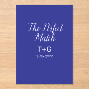 The perfect match royal blue luxury add couple nam acrylic invitations