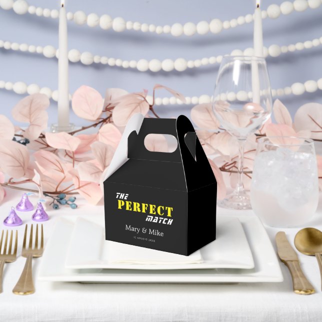 The PERFECT Match Solid Black Gable Favor Box (Wedding)