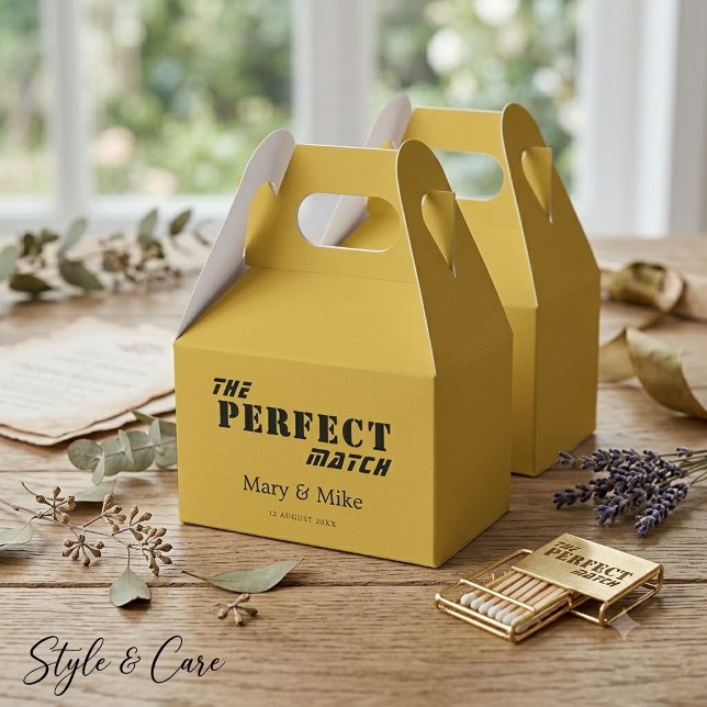 The PERFECT Match Solid Metallic Gold Gable Favour Box (The PERFECT Match Solid Metallic Gold Gable Favor Boxes)