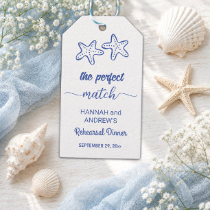 The Perfect Match Starfish Couple Rehearsal Dinner Gift Tags