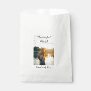 The perfect match wedding couple photo modern add favour bags