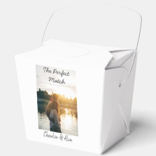 The perfect match wedding couple photo modern add favour box
