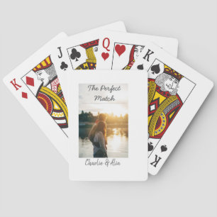 The perfect match wedding couple photo modern add playing cards