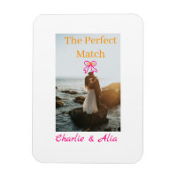 The perfect match wedding couple photo retro pink 
