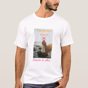 The perfect match wedding couple photo retro pink T-Shirt